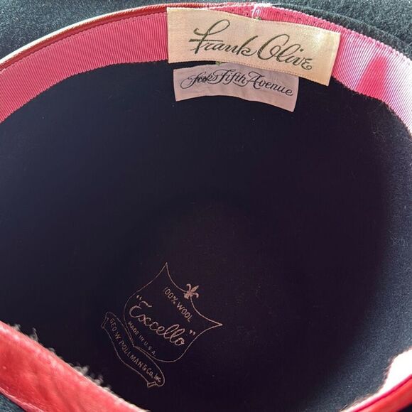 Vintage 1960’s Frank Olive designed for Saks Fifth Avenue Black Wool Hat Women’s - Picture 10 of 11